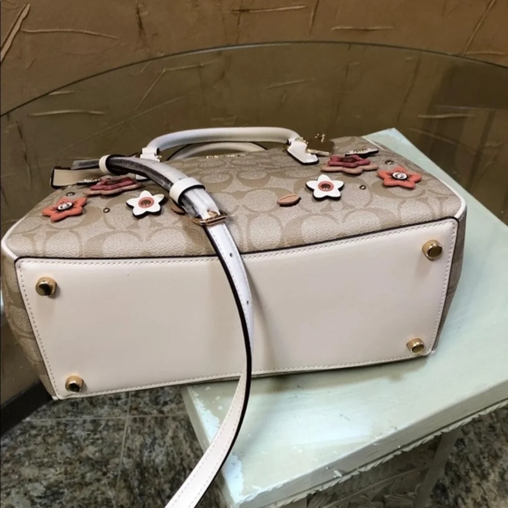 Coach signature floral satchel+wallet+charm set